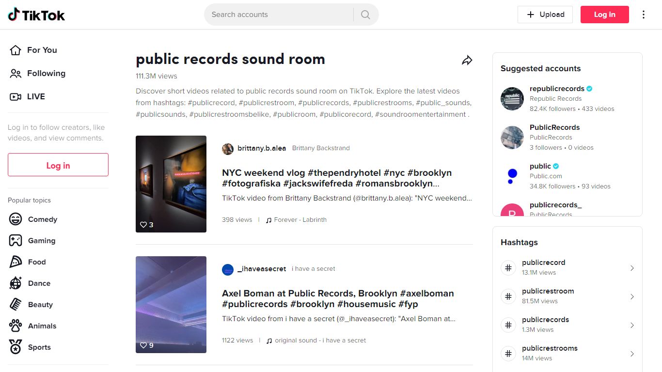 public records sound room adlı kullanıcının popüler videolarını ...